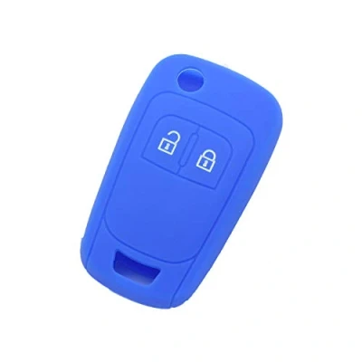 Immagine di BROVACS, custodia protettiva in silicone compatibile con Opel CV9624, telecomando a 2 pulsanti, colore: blu scuro