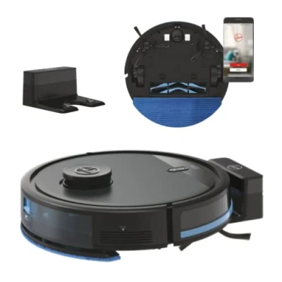 Immagine di Hoover HG5 HYDRO Robot Aspirapolvere Lavapavimenti con Mappatura, 0,2 L, Wi Fi, 5 Modalità, 1 Spazzola XL e 2 Laterali, 34x34x10,3 cm, Grigio