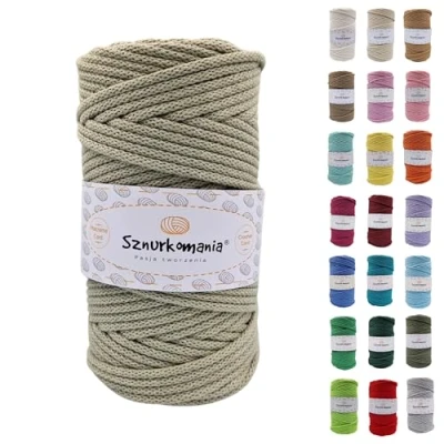 Immagine di Cordoncino di Cotone 5 mm 100 m, 46 Colori, Bianco, Filato Macramè, Filo Intrecciato Con Nucleo, Corda per Macramè