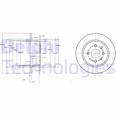 Immagine di DELPHI BG2635 Disco freno 260 10 4 pieno Oleato non trattato senza cuscinetto ruota, anello sensore ABS OPEL: Astra F CC, Caravan