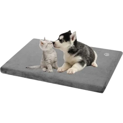 Immagine di EMPSIGN Cuscino per Cane Impermeabile, Materassino Cani con Rivestimento Sfoderabile e Lavabile, Lettino Adatto a di Taglia Piccola, 59x41x7.6cm, Grigio