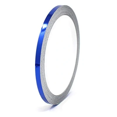 Immagine di 8,5m Strisce adhesive effetto cromo decorative per auto moto barca e modellismo in vari colori autoadesive Lunghezza (4mm, Blu cromato)