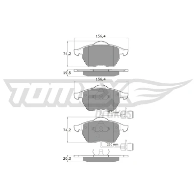 Immagine di TOMEX brakes TX 10 941 Kit pastiglie freno Assale anteriore Con contatto segnalazione usura AUDI: A4 B6 Sedan, B5 Avant