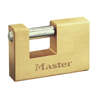 Immagine di Master Lock 606EURD Lucchetto Rettangolare in Ottone Massiccio a Chiave, Oro, 6,5 x 6,3 1,4 cm