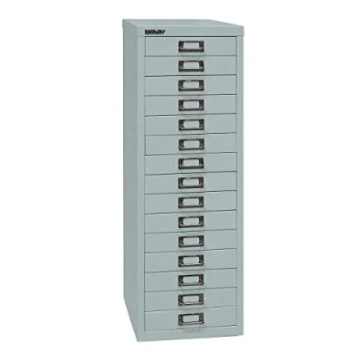 Immagine di BISLEY MultiDrawer, Serie 39, DIN A4, 15 cassetti, Metallo, 355 Argento, 38 x 27.9 86 cm
