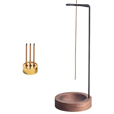 Immagine di Portabastoncini di Incenso 2 in 1, Bruciatore invertito, Porta per Bastoncini Legno con Bobina Cono,Portaincenso a 9 fori la Meditazione Yoga Ufficio