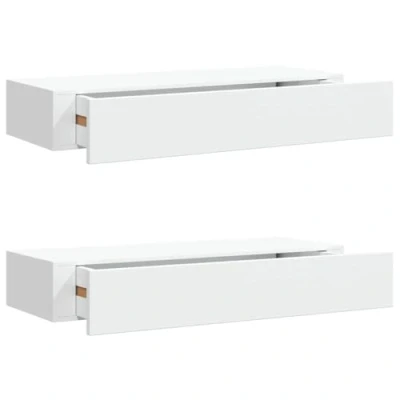 Immagine di vidaXL Scaffali con Cassetti da Parete 2 pz Bianchi 60x23,5x10 cm MDF