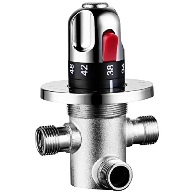 Immagine di CIENCIA G1/2&quot;, valvola termostatica di miscelazione in ottone, per acqua calda, 3 vie, commutazione doccia, cromata, CTM505