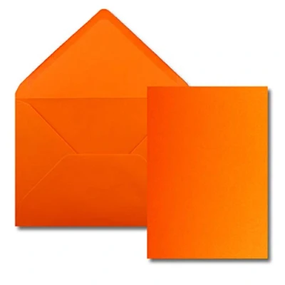Immagine di FarbenFroh by GUSTAV NEUSER Set di 50 biglietti singoli con buste DIN A6/C6, colore arancione, 14,8 x 10,5 cm, senza pieghe, colore: arancione