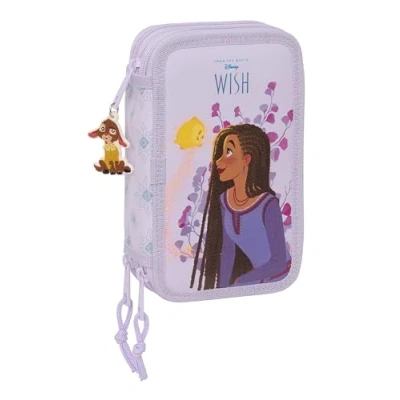 Immagine di Safta Wish astuccio scuola con 36 utensili inclusi, per bambini, ideale bambini dai 5 ai 14 anni, comodo e versatile, qualità resistenza, 12,5 x 5,5 19,5 cm, colore lilla, viola,