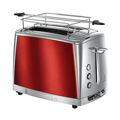 Immagine di Russell Hobbs Tostapane 2 Fette Acciaio Inox color Rosso; Scomparti per toast extra larghi; 6 livelli di doratura; Funzione Scongelamento; solleva e guarda; 1550 W, Luna 23220 56