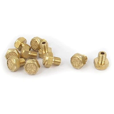 Immagine di sourcing map Filettatura M5 a testa piatta pneumatico in ottone sfiato aria di scarico rumore 10Pz