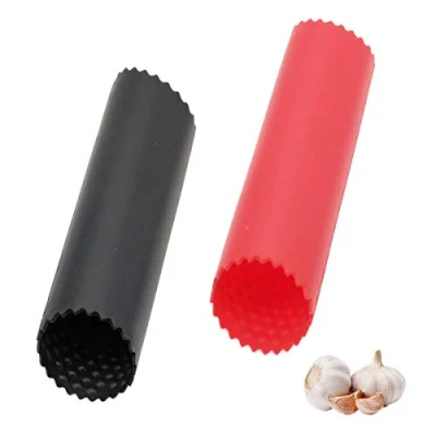Immagine di BaiJ Pela Aglio in Silicone,2 Pezzi Manuale Sbuccia Peel Utensile da Cucina Sbucciatore Facile Sbucciare Resistente e Inodore Nero/Rosso