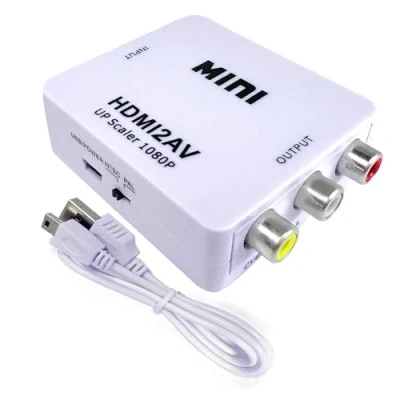 Immagine di OcioDual Adattatore Unidirezionale da HDMI a AV, Supporta Audio Stereo e Video 1080p PAL/NTSC, per PC, TV, Convertitore con Cavo di Alimentazione, HDMI2AV, CVBS 3 RCA, Colore Bianco