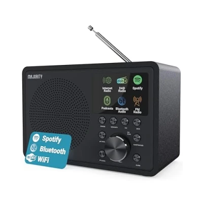 Immagine di Radio Portatile DAB Casa con Wifi e FM Internet Bluetooth Spotify Connect Diitale Portatile, Degli Allarmi Multipli di Frontiera OKTIV Majority Touro