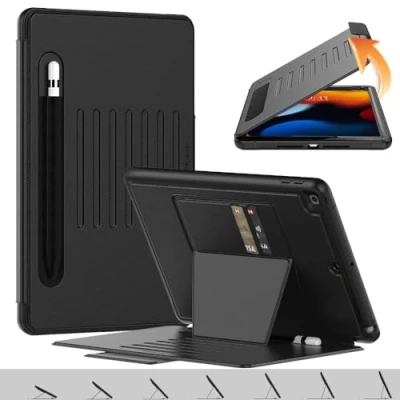 Immagine di TECHGEAR Custodia enduro per Apple iPad 10,2&quot; 2021/2020/2019 [9a/8a/7a generazione] magnetica resistente e robusta [Sleep/Wake] a prova di caduta [supporto multiangolo] Portamatite