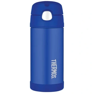 Immagine di Thermos Caraffa termica in acciaio INOX, 355 ml, per cannuccia, colore: rosa bottiglia con cannuccia Blu