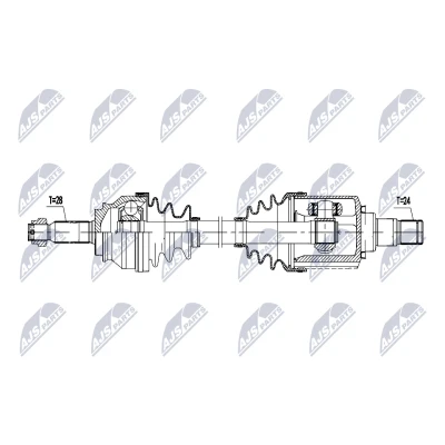 Immagine di NTY NPW MS 084 Albero motore / Semiasse Assale anteriore Sx 635mm Cambio manuale MITSUBISHI: Outlander 2 SUV
