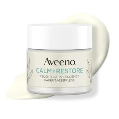 Immagine di Aveeno CALM+RESTORE Cura dell&#039;avena idratante (50 ml), senza profumo per 24 ore, lenisce immediatamente la pelle sensibile, con avena prebiotica