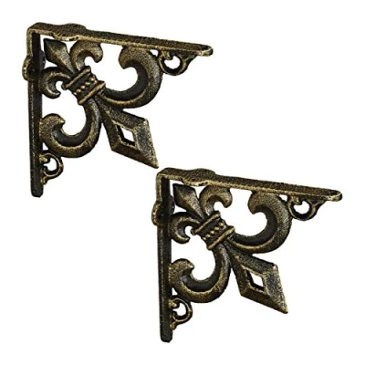 Immagine di relaxdays Regalwinkel Gusseisen Antik 2er Staffe per Mensole, Set da 2 Supporti dal Design Barocco, Reggimensola Angolari Scaffali, Vintage, Bronzo, colata
