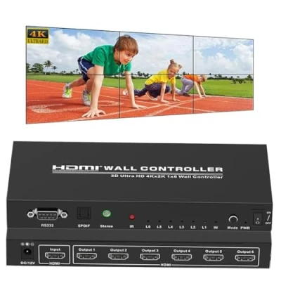 Immagine di NINGKANGSHENG 4K 3840x2160@30Hz 2x3 Video Wall Controller Processore HDMI 1.4 HDCP Supporto 1x1 1x2 1x3 1X4 1x5 2x1 2x2 3x1 3x2 4x1 4x2 6x1 con 1 ingresso 6 uscita per TV Splicing
