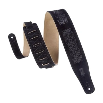 Immagine di Levy&#039;s MS26CK BLK Tracolla Per Chitarra Suede Leather Celtic Knot Emboss 2 1/2&quot; Black