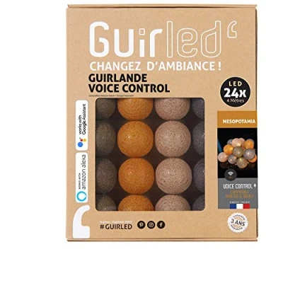 Immagine di GuirLED Ghirlanda luminosa con Sfere di cotone LED USB, controllo Vocale Amazon Alexa &amp; Google Assistant programmabile all&#039;infinito caricatore doppio USB 2A incluso Mesopotamia, 24