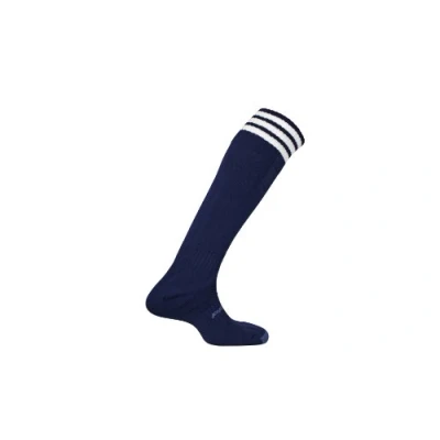 Immagine di Mitre Mercury Calzini da calcio con 3 strisce, kit per squadre di calcio, lunghi e leggeri, sportivi, traspiranti, blu navy/bianco, ragazzi (taglia 35 39, 5)