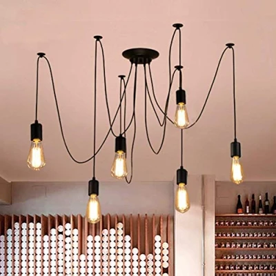 Immagine di Oursun Vintage Lampadario Industriale Lampada a Sospensione, Spider Sospensione Industrial Light, Pendente Regolabile in Lunghezza