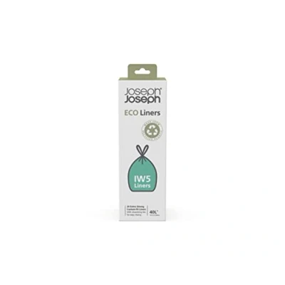 Immagine di Joseph IW5 Sacchetti Imondizia Ecologici in Plastica Riciclata, per Rifiuti da Cucina con Manici a Coulisse, Extra Resistenti Confezione 20, 40 Litri, Grigio