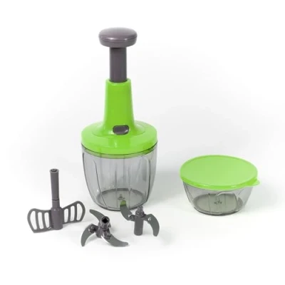 Immagine di Meridiana Mixer Tritatutto Manuale, 5 Lame acciaio Inox, Trita Verdure Frullatore Manuale Taglio di Cipolla Tritaverdure da Cucina, press Chopper, Contenitore 900 + 500 ml (Verde)