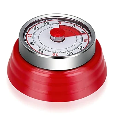 Immagine di Basics Timer Meccanico e Magnetico, Analogico visivo, Con da Cucina, a breve termine, magnetica, analogico, cucina termine per bambini (Rosso)