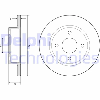 Immagine di DELPHI BG2683 Disco freno 234 12 4 pieno Oleato non trattato senza cuscinetto ruota, anello sensore ABS NISSAN: MICRA 2