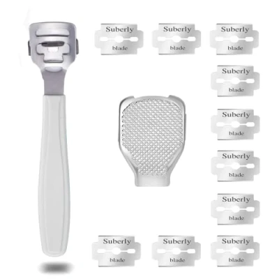 Immagine di Kit per Pedicure Raschietto con 10 Lame D&#039;argento, Callus Remover, Rimuovi Calli Piedi, Coltelli Multifunzione