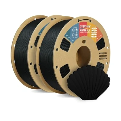 Immagine di OVERTURE Filamento Matte PLA 1.75mm, 2kg Bobina (4.4lbs) Opaco Filamenti per Stampante 3D, Neatly Wound Precisione Dimensionale +/ 0.02 mm, Nero 2 Pack