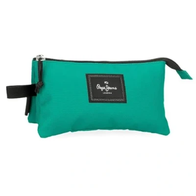 Immagine di Pepe Jeans Aris Astuccio triplo 22 x 12 5 cm, realizzato in poliestere, dimensioni per zaino e portafoglio, di Joumma Bags, Verde,