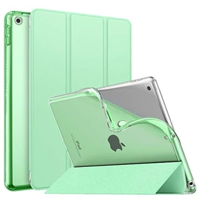 Immagine di MoKo Cover per Nuovo iPad 10,2&quot; 9a Gen. 2021 / 8a 2020 7a 2019, Custodia Ultra Sottile Leggero Tri Fold Auto Sveglia/Sonno con Retro Semi Trasparente in TPU, Verde