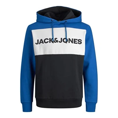 Immagine di Jack &amp; Jones s Jjelogo Blocking Sweat Hood Noos, Felpa con cappuccio Uomo, Blu Classico/vestibilità: Reg, M