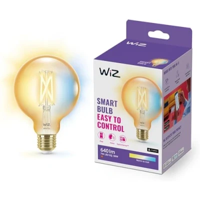 Immagine di Wiz Lampadina Smart WiFi, Luce Bianca Dimmerabile, Filament Ambrata, E27, 7W, Tecnologia SpaceSense, Controllo Vocale (Alexa, Apple HomeKit, Google Home)