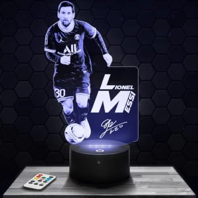 Immagine di Lampada da comodino, Luce notturna tattile L.Messi 2022 illusione 3D LED, idea regalo di Natale per ragazzi e ragazze notte bambini o adulti TOP