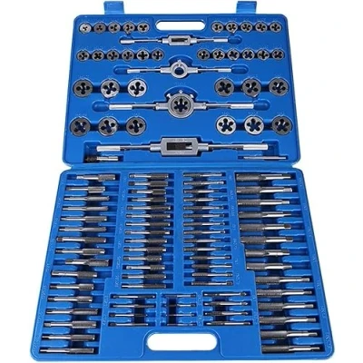 Immagine di Set Filiera 110 Pezzi Maschi e Filiere Pz in Acciaio al Tungsteno M2 M18 Professionali con Custodia Portatile Ingegneria Accessori Completi Valigetta Plastica