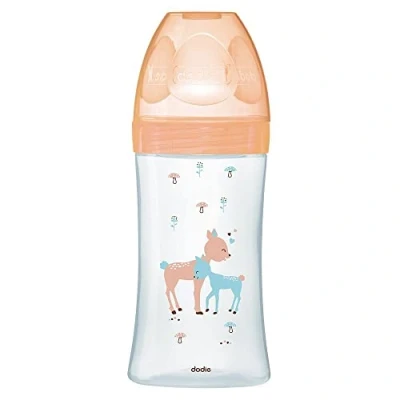 Immagine di Dodie, Biberon Anticolica Sensation+, in Vetro, Cerbiatta Beige, 270 ml, da 0 a 6 E, Tettarella Piatta, Flusso Medio Piccolo
