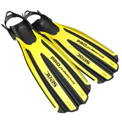 Immagine di SEAC Propulsion, Pinne da Subacquea con Cinghiolo Regolabile, Made in Italy, Giallo, L/XL