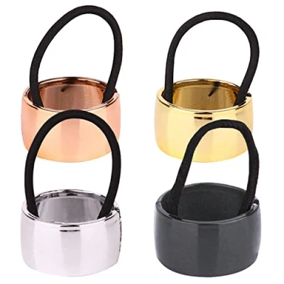Immagine di AMJKEJI 4 Pezzi Supporto Coda di Cavallo, Nastri per Capelli in Metallo, Elastici Cappelli Cavallo Donne Ragazze