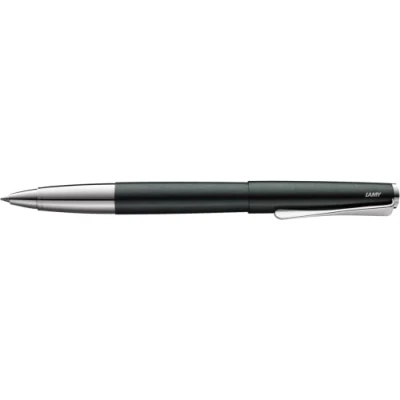 Immagine di Lamy Studio 369 Penna roller con finitura in palladio di alta qualità, colore nero/verde clip a forma elica, mina M 63, nero, tratto M, 1 pezzo (1 pezzo)