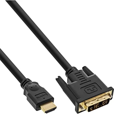 Immagine di InLine 20492 Cavo HDMI Maschio a DVI 18+1 Maschio, 2M, Contatti Dorati Nero