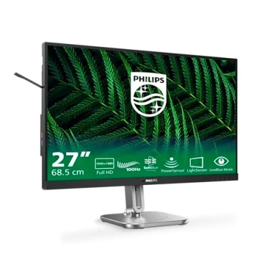 Immagine di Philips 27B2G5200 Monitor Full HD da 27 pollici, altezza regolabile, altoparlanti, Adaptive Sync (1920x1080, 75 Hz, 1x D Sub, HDMI 1.4, DisplayPort 1.2, USB Hub) scuro/grigio
