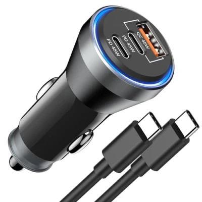Immagine di Caricatore Auto USB C 90W, Caricabatterie Accendisigari Presa Adattatore Ricarica Rapida con Cavo per Samsung S23 S22 S21,iPhone 15 Pro Max