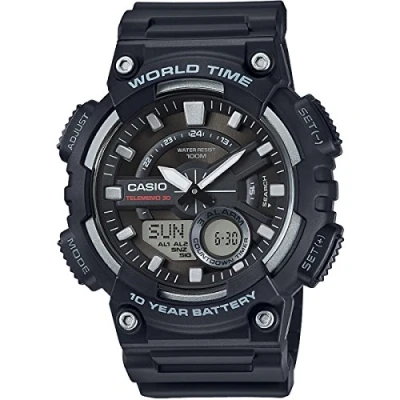 Immagine di Casio Orologio Quarzo Uomo, misura cassa 47.00mm con quadrante Nero Analogico e Digitale cinturino in Rubber Strap AEQ 110W 1AVEF