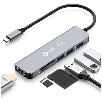 Immagine di Hub USB C, NOVOO adattatore C con MacBook Pro/Air M1 M2, HDMI 4K, 3 x 3.0, Card Reader SD/TF, dock multiporta compatibile Dell Surface Lenovo Hp altri dispositivi di tipo